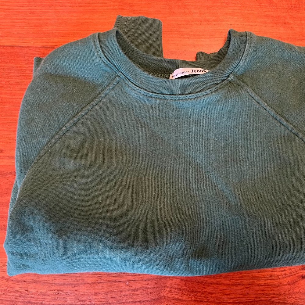 Reformation Jeans Hunter Crop Sweatshirt Green Size Small Crewneck Long Sleeve